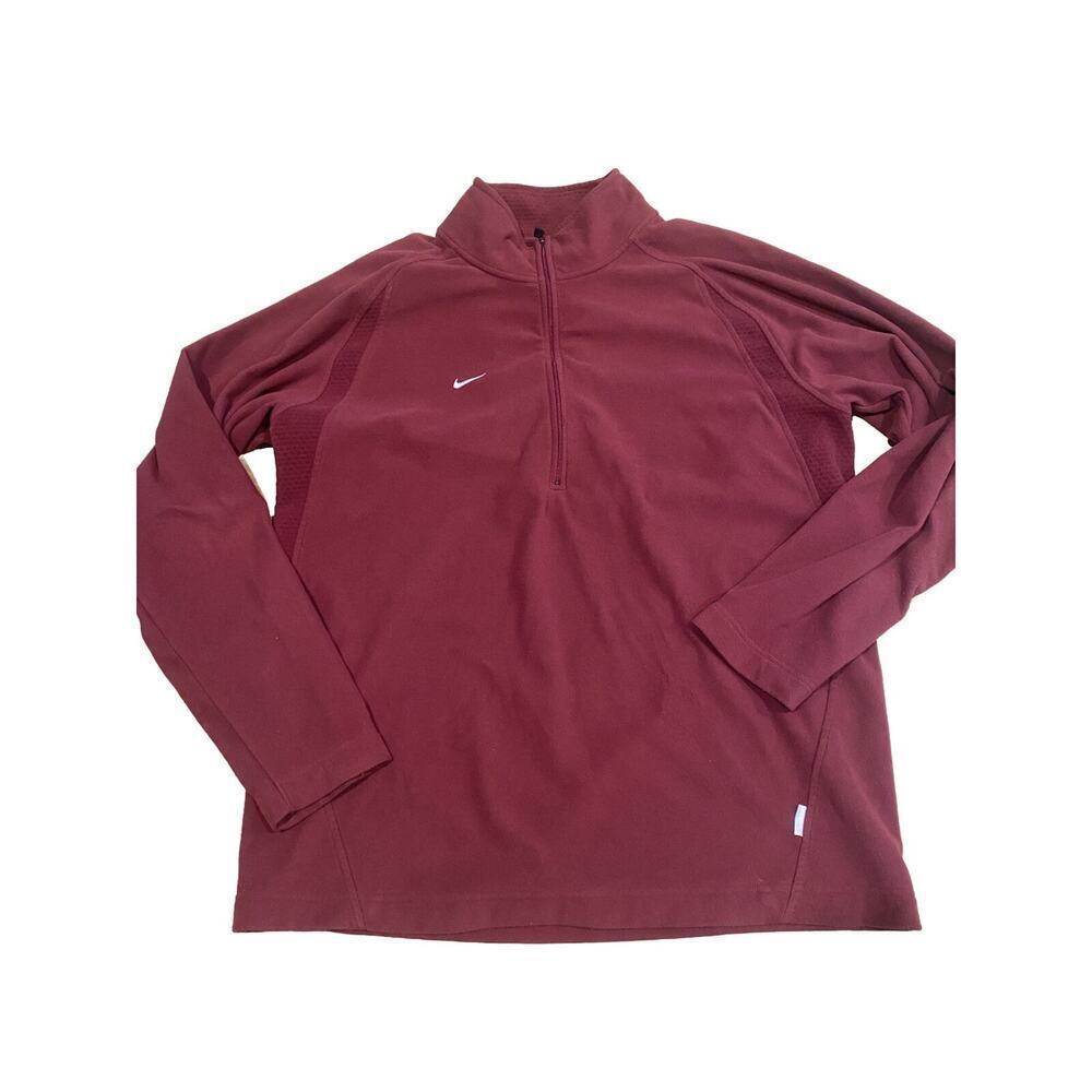 Vintage Nike Men’s XL 1/2 Zip Pullover Embroidered Swoosh Thermafit Burgundy Red